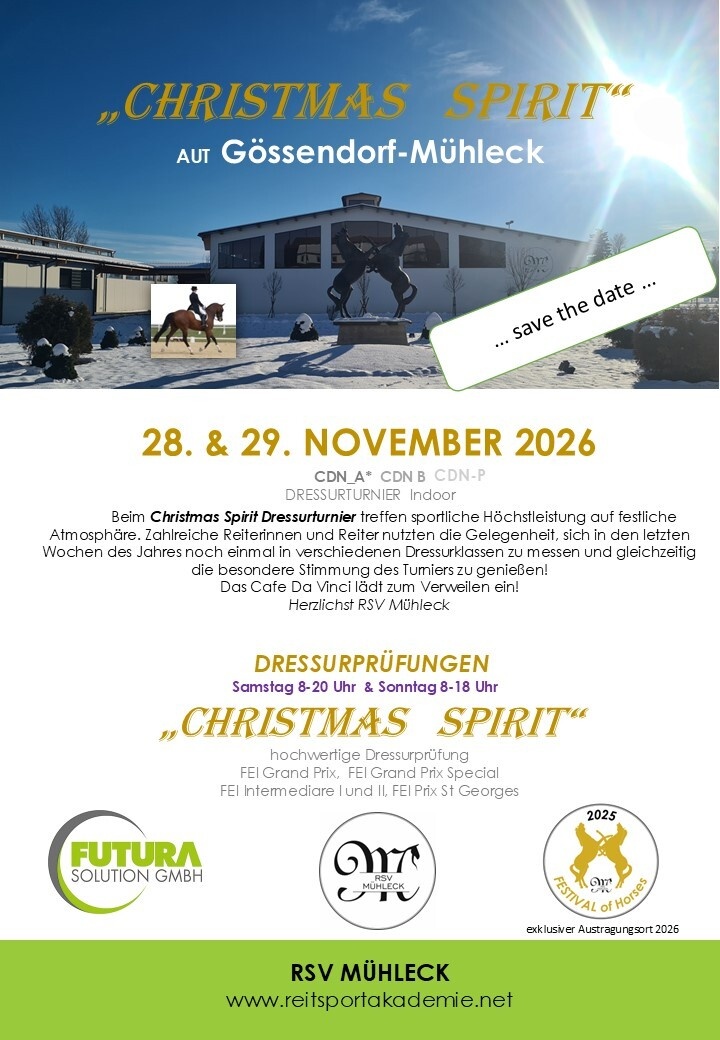 3. Winter-Dressurturnier "Christmas Spirit" Indoor 2026