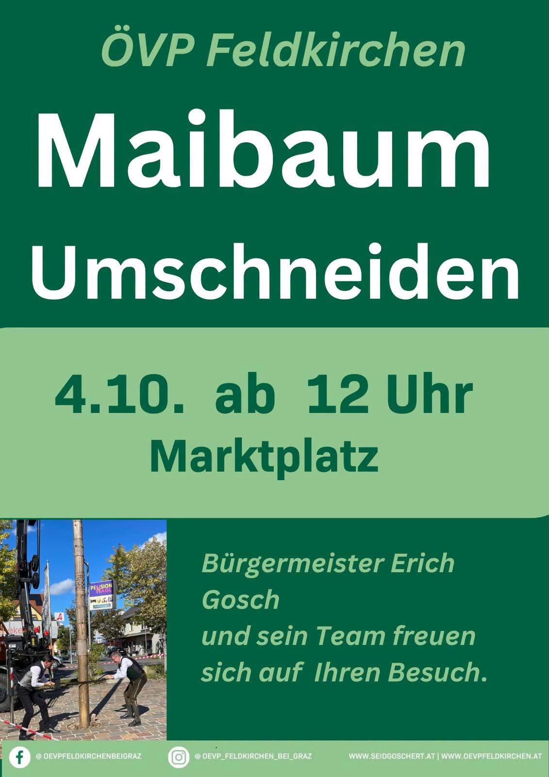 Maibaumumschneiden am Marktplatz in Feldkirchen