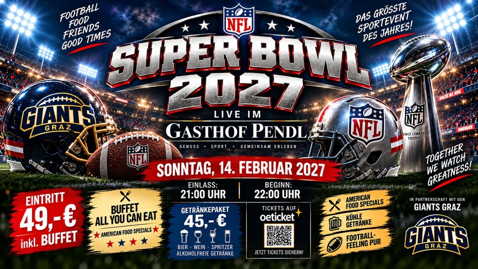 Super Bowl 2027 – Live-Übertragung im Gasthof Pendl